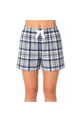 Yasar Underwear Kadın Ekose Şort Pijama Altı Kurdele Detaylı Lastikli Bel Rahat Kesim Gri,lacivert Gri,lacivert