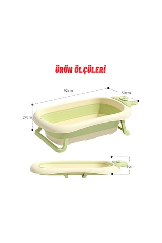 Katlanabilir Termometreli Bebek Küveti Filesi Bebek Havuzu Yeşil