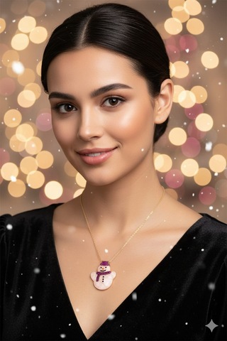 925 Ayar Papatya Silver Tombik Kardan Adam Kolye.rose.gold.rodaj Gümüş