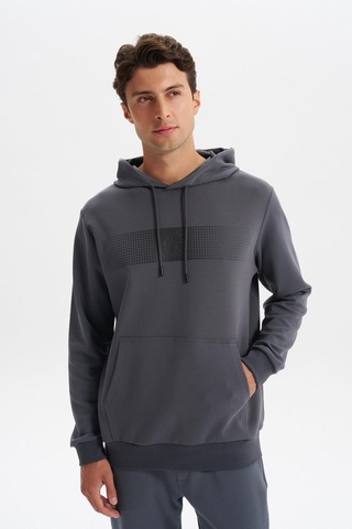 AR-MA Arma Erkek Slim Fit Baskılı Kapüşonlu Kanguru Cepli Interlok Sweatshirt %80 Pamuk %14 Polyester %6 Elastane K30254685202 Gri
