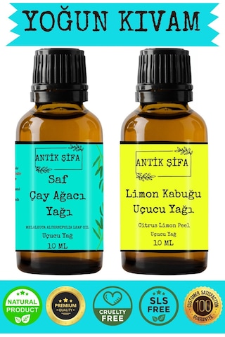 %100 Saf Çay Ağacı Uçucu Yağı Ve Limon Uçucu Yağı - 10ml + 10ml 20 ML