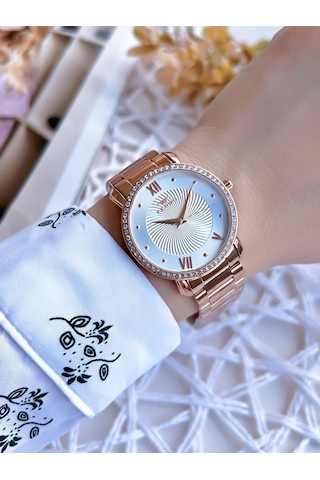 Ferro Rose Gold Renk 3 Atm Suya Dayanıklı Çelik Kordon Özel Tasarım Kadın Kol Saati Bfl2126awt-c