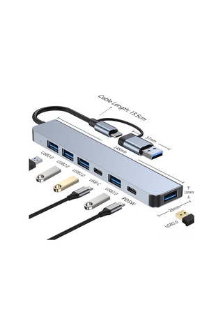 Fosenze 7 Li Usb Genişletme Hub I: Usb 3.0, Usb 2.0, Pd 5w Ve Usb-c Bağlantıları İle Çok Yönlü Uyum