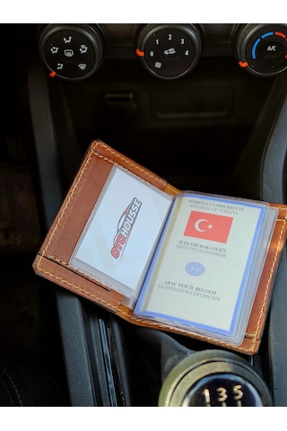 Otohousse Hakiki Deri Ruhsatlık Erkek Kadın Cüzdan Açık Kahverengi