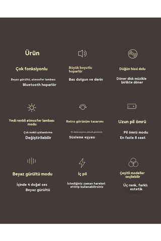 Lucky Phonograph Kablosuz Bluetooth Retro Hoparlör