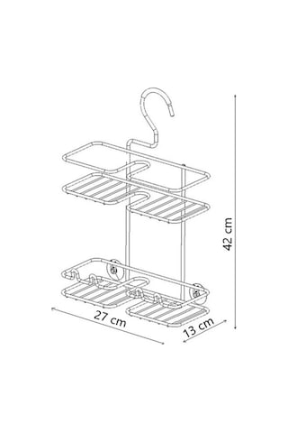 Tekno Tel Bk-067 Siyah Asmalı 2 Katlı Düz Duş Rafı Metal Şampuanlık Duş Borusu Organizeri Mat Siyah