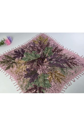 Beyce Cotton Sökme Boncuklu Desenli Tülbent 06439 Pembe