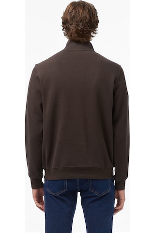 Lacoste Men's Classic Fit Neck Zip Sweatshirt Yarım Fermuarlı Yüksek Yaka Pamuklu Sweatshirt Kahverengi