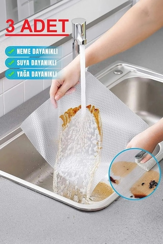3 Adet Çok Amaçlı Pratik Kaydırmaz 45 Cm X 3 Metre Raf Örtüsü Mutfak-dolap İçi-buzdolabı Çok renkli