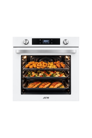 Afm Tech & Ferre Markalı FM7701 - CS206-FA - FM3301 Edit Turbolu Dijital Beyaz Cam Ankastre Set