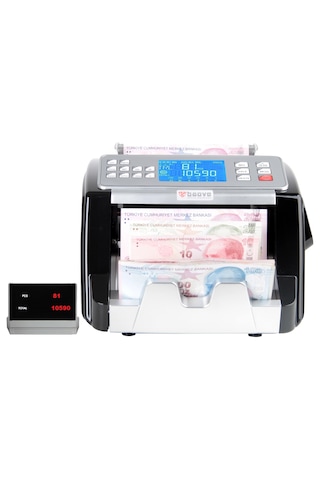 Baove GB8500 Şarjlı Karışık Para Sayma Makinesi - TL - Euro - Usd - Türkçe Sesli Uyarı + Müşteri Ekranı