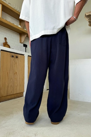 Flaw Bel Lastikli Keten Baggy Pantolon Lacivert Lacivert