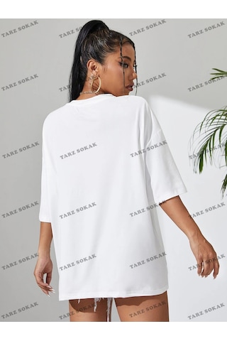 Adrift Brooklyn Baskılı Oversize Kalıp Unisex T-shirt Beyaz