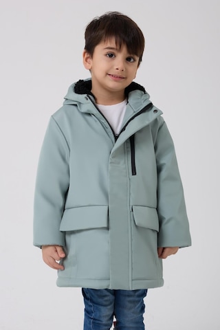 Erkek Çocuk Kürklü Su Ve Rüzgar Geçirmez Kapüşonlu 3 Kışlık Mont & Kaban & Parka Mint Yeşil