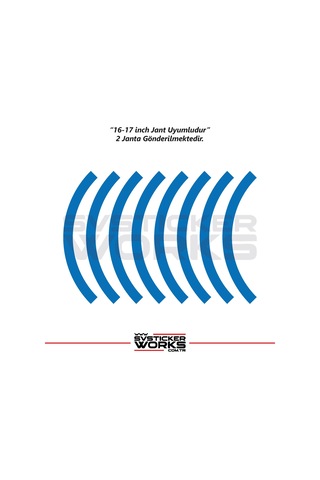 Motosiklet Jant Şeridi Jant Sticker Yarım Kaplama Daire 17-18 İnch Jant Motor Uyumlu Mavi