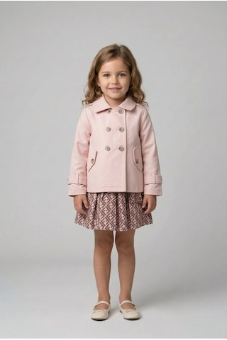 Minipomes Kız Çocuk Kanvas Trenc Etek Ve Crop Body Set Pembe Pembe