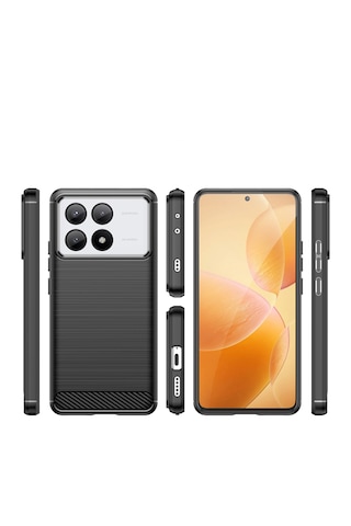 Xiaomi Poco F6 Pro İçin Brushed Carbon Fiber Silikon Kılıf-al3332