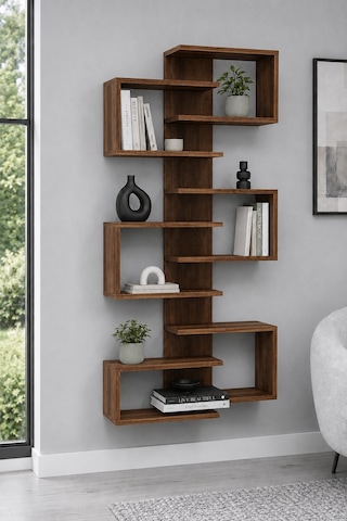 Arnetti Lotus Kitaplık Ve Duvar Rafı Ceviz
