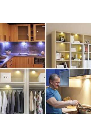 Yaozixa 6'lı Kablosuz Rgbw Led Dolap Lambası, 10 Seviye Parlaklık, 2 Kumanda İle Renk Ve Mod Ayarlama, Zamanlayıcı Fonksiyonu Diğer