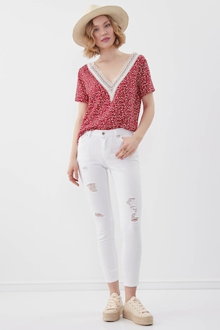 Vitrin Beyaz Yırtık Skinny Denim Pantolon