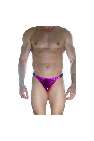 Erkek Fuşya Lame Arkası Büzgülü Brazillian Slip Iç Çamaşırı Fuşya