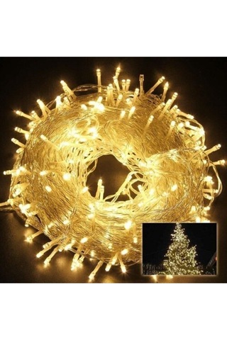 10 Metre Uzunluğunda 100 Ledli Fişli 8 Fonksiyonlu Şeffaf Kablolu Gün Işığı