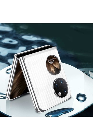 Rba Aksesuar Huawei P50 Pocket Kılıf Rba Kıpta Kapak - Gümüş Gümüş