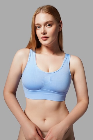 Fit Women Göğüs ı Dikişsiz Seamless Büstiyer Korse Kalın Askılı Pedsiz Balensiz ı Sütyen 5050 Mavi