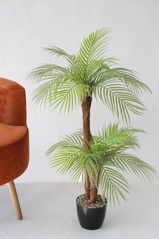 Yapay Küçük Palmiye Ağacı 2 Gövdeli 18 Yaprak 100 Cm