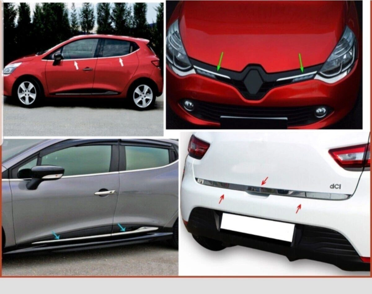 Ueskrom Clio 4 Hb 4'lü Krom Set Cam Çitası/kapı Çitası/bagaj Altı Krom/ön Panjur Krom