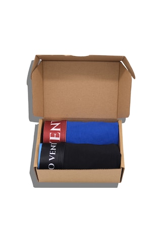 Cielo Venti Night Collection 2'li Organik Pamuk Erkek Boxer Siyah - Mavi