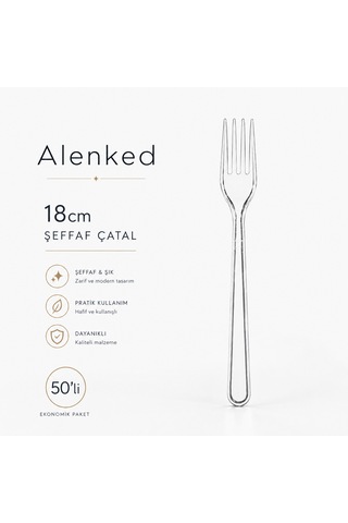 Şeffaf Plastik Çatal 18 Cm 50 Li Paket