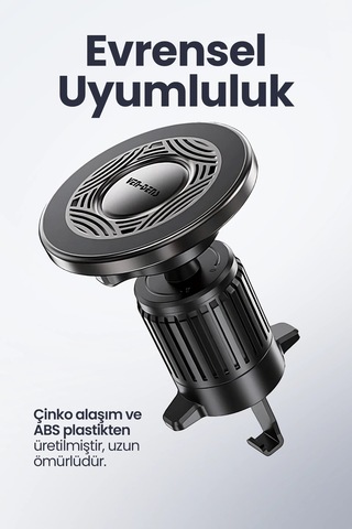 Ven-dens Vd-hd070 Manyetik Araç Telefon Tutucu, Hava Menfezi Montajlı, Yatay Ve Dikey, Siyah