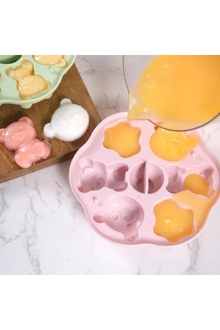 Gıda Sınıfı Silikon Dondurma Jöle Kalıbı Kapaklı Sevimli Çizgi Film Şekilli Jöle Süt Jölesi Bebek İçin Buz Küpü Kalıbı Mutfak Aletleri Mavi