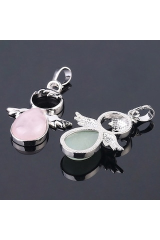 Kadın Melek Kanatları Kolye Doğal Kristal Taş Kolye Malakit Çok Renkli