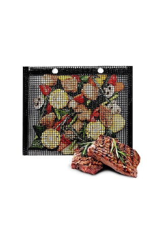 30x24cm Fiberglas Barbekü Izgara Torbaları Örgü Kese Isıya Dayanıklı Barbekü Et Sebze Izgara Çantası Bpa İçermez, Fda Sertifikalı - Siyah