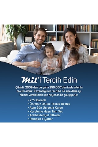 Mil Su Açık Kasa Su Arıtma Cihazı 5'Li Filtresi Membran Seçeneği Set