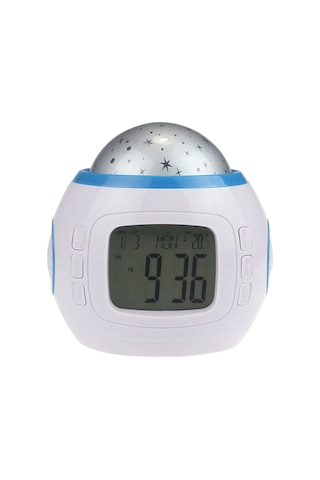 Youtek Renkli Yıldızlı Projeksiyon Alarm Saati - Tarih, Hafta, Sıcaklık Göstergeli, 10 Müzik Seçeneği, Yeniden Uyandırma Ve Geri Sayım Fonksiyonu Pil Dahil Değil Beyaz