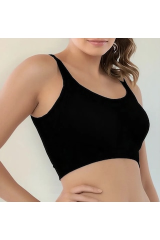Ht Sağlık Dalgıç Fitilli Kaşkorse Pedli Büstiyer Crop Siyah