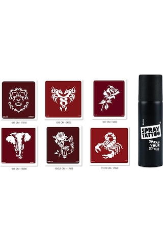 Airbrush Tattoo Aslan Fil Spray Tattoo Geçici Sprey Dövme Seti