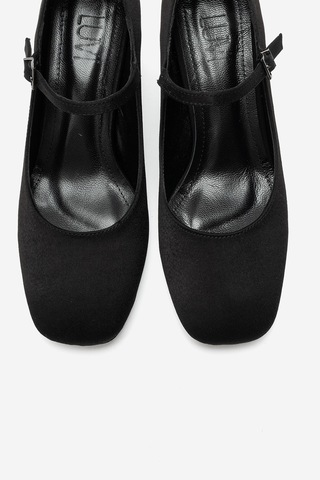 Luvi Shoes Nıcho Siyah Kumaş Kadın Kalın Topuklu Ayakkabı