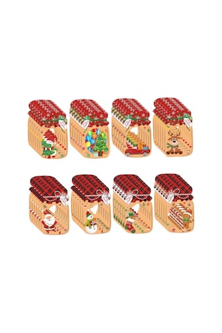 Geeksen 48 Adet Noel Temalı Şeker Sarma Kartı Seti - 8 Farklı Desenli Noel Baba, Geyik, Kar Tanrısı - Transparent Poşet Ve Çift Taraflı Bantlı - Noel Partileri, Hediyeler İçin