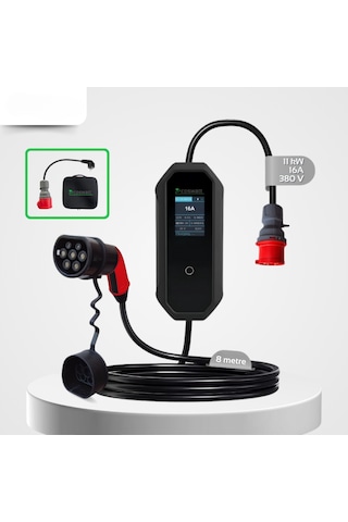 11 KW 16A Türkçe Menü 8M Elektrikli Araç Şarj İstasyonu Taşınabilir