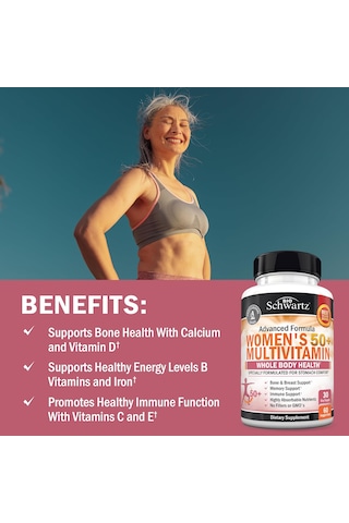 Bioschwartz Daily Multivitamin For Women Vitamin Memory Support Stress Reduction & Healthy Immune Response 60 Caps