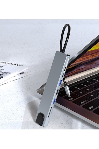 Raca, Type-c 8in1 Hdmı Çok Fonksiyonlu Usb 3.0, Dock Station, Tf-t, Sd, Usb2.0, Hdmı, Usb-c, Pd, Rj45,