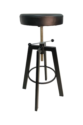 Helen Bar Sandalyesi Bar Taburesi Siyah Deri Oturak Çok Renkli