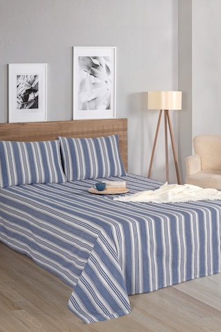Sport Çizgili Çarşaf + Yastık Kılıfı Seti Çift Kişilik Soft Line Lacivert Lacivert