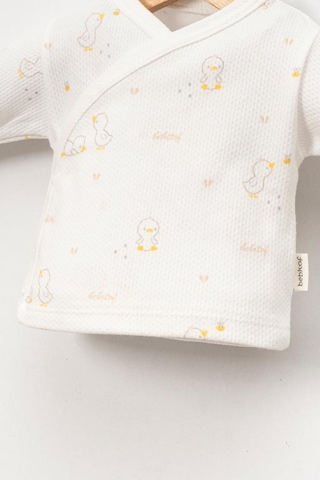 Bebitof %100 Pamuk Civciv Desenli 5 Parça Yenidoğan Hastane Çıkışı Zıbın Seti Bbtf.ekr.20133.03 Ekru