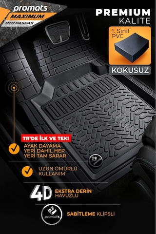 CITROEN Berlingo 2019 Model ve Sonrası Uyumlu Oto Paspas 4D   Maximum (Siyah)