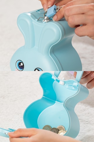 Porsima 041-2 Pvc Anahtarlı Kilitli Gülenyüz Kumbara Mavi 12,5x15,5cm